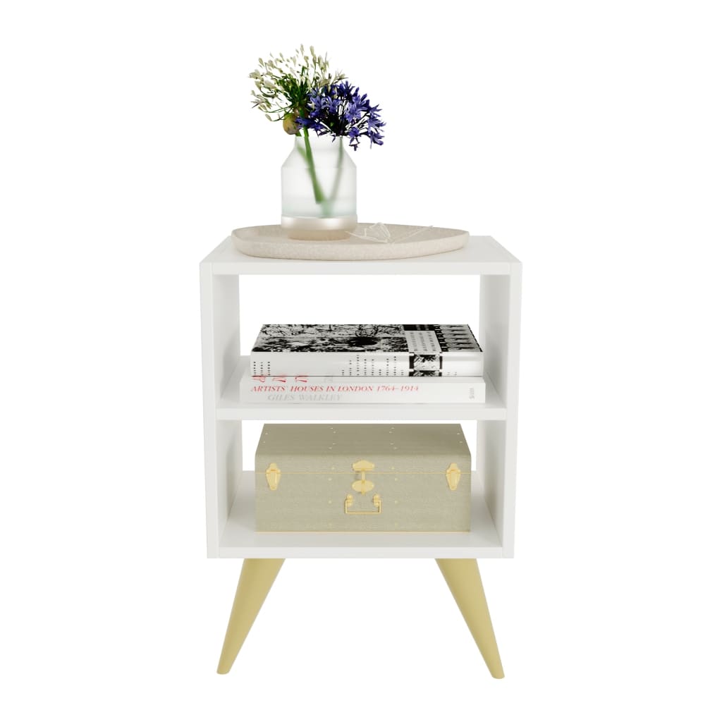 Mesa de Cabeceira Retrô com Nichos para Quarto | AnyHome