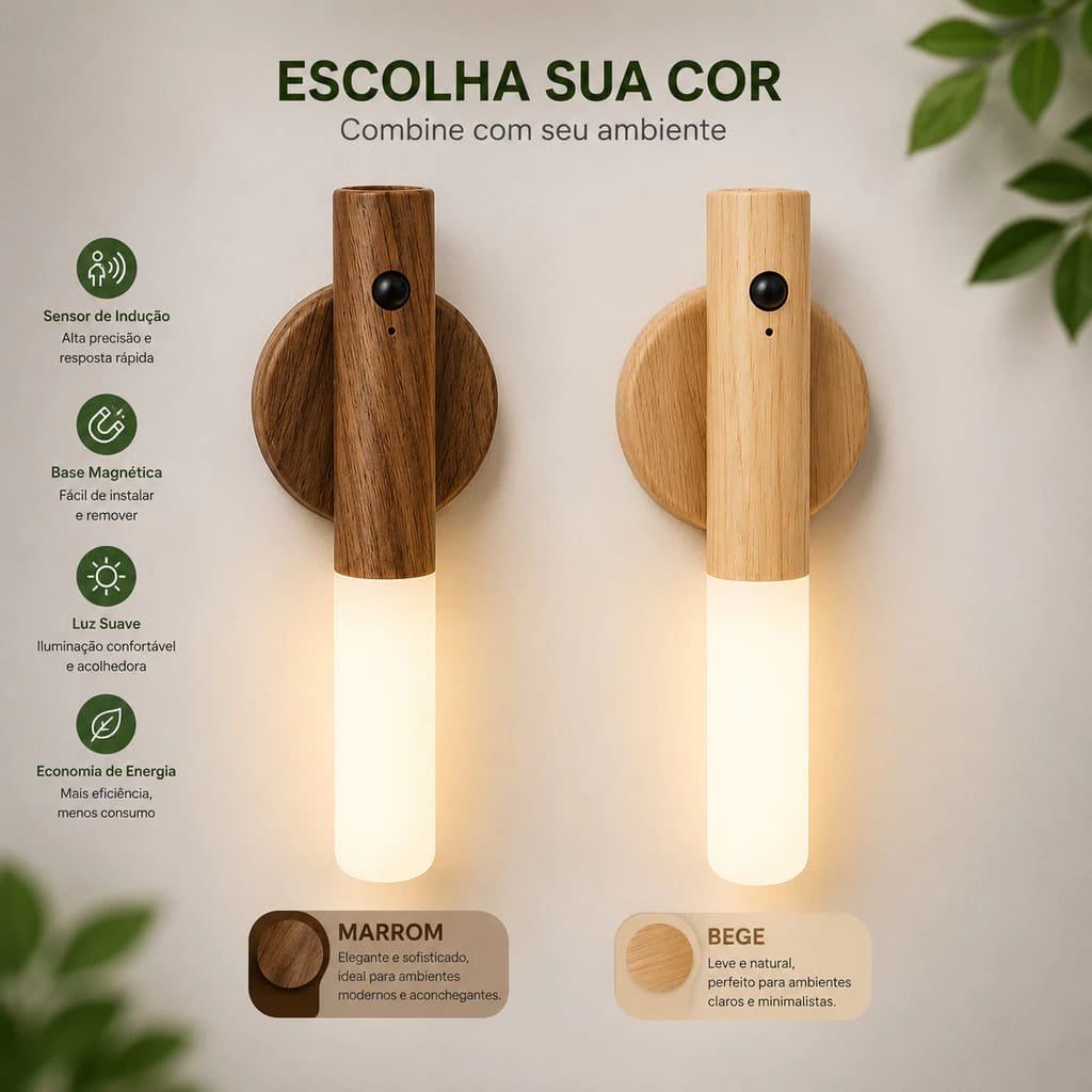 Lâmpada LED de Parede Recarregável com Sensor de Movimento Magnética – AnyHome