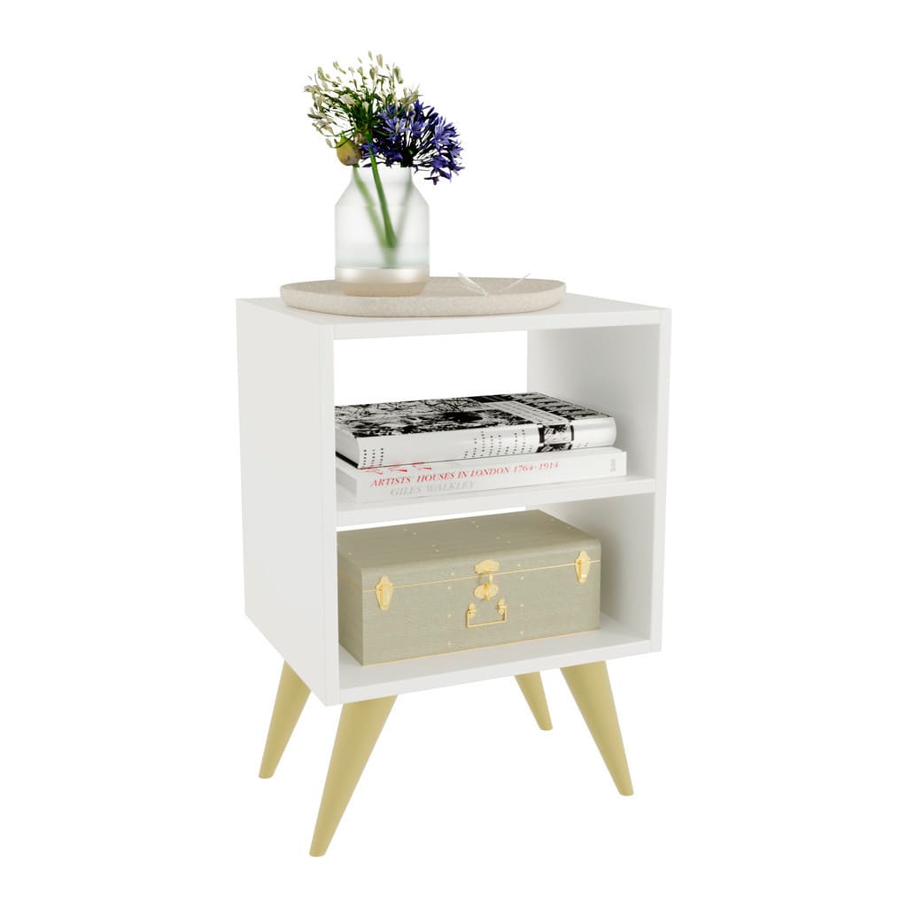 Mesa de Cabeceira Retrô com Nichos para Quarto | AnyHome