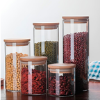 Conjunto de Potes Herméticos com Tampa de Bambu - 3/4/5 peças