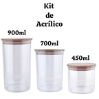 Conjunto de Potes Herméticos com Tampa de Bambu - 3/4/5 peças