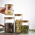 Conjunto de Potes Herméticos com Tampa de Bambu - 3/4/5 peças