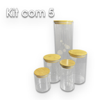 Conjunto de Potes Herméticos com Tampa de Bambu - 3/4/5 peças