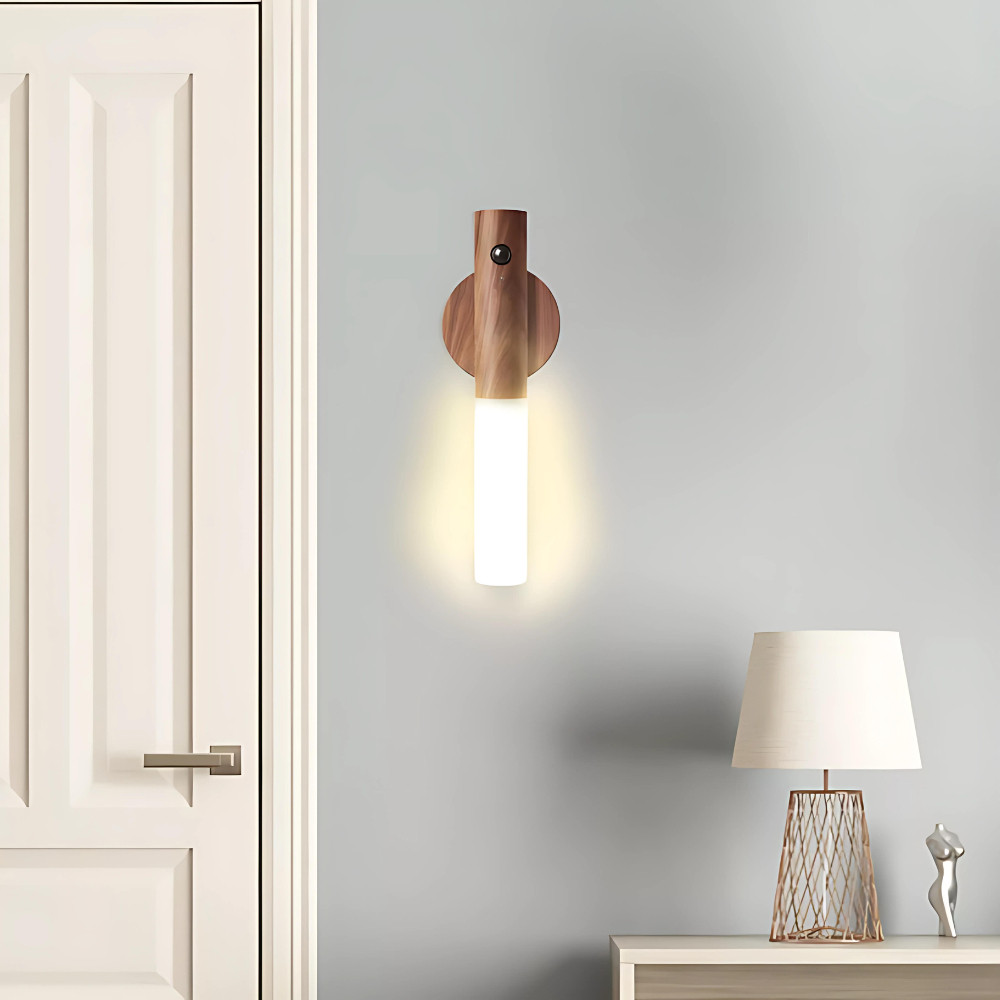 1/2 pcs Luminária Elegante De Madeira Led Sensor Movimento Presença